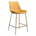 Homeroots Tony Counter Chair Yellow & Gold 396527